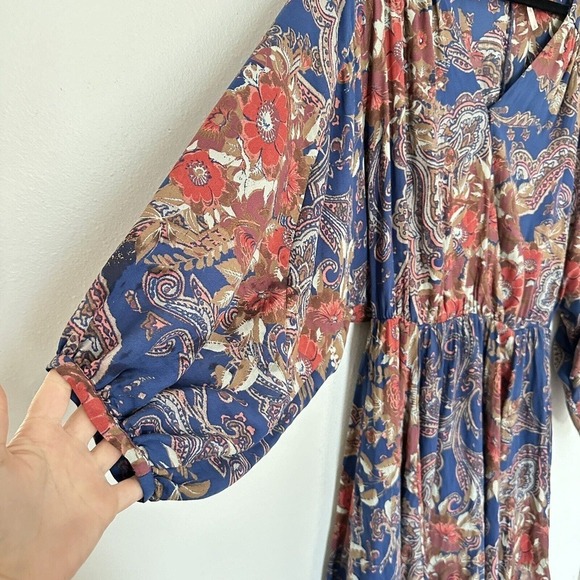 Free People High Plains Tunic Dress Size Small Blue Vintage Floral Print Boho - Picture 6 of 15